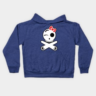 Winking Pinball Pirate with Bow Kids Hoodie